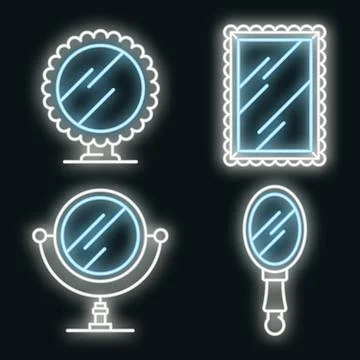 Mirror icons set vector neon Illustrazione stock