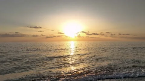 Mirror image of the sky in the sea smooth flight on a drone perfect sky aerial Stock Footage 236689530
