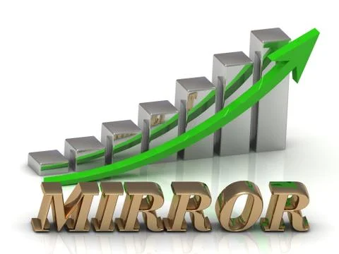 MIRROR- inscription of gold letters and Graphic growth and gold arrows on whi Stock Illustration