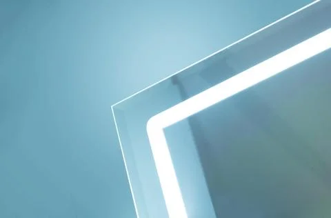 Mirror with the LED light. Background close-up Foto stock