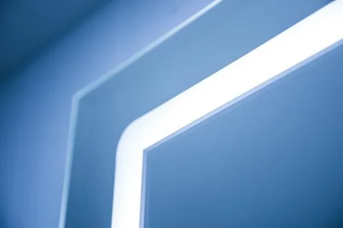 Mirror with the LED light. Background close-up Stock Photos