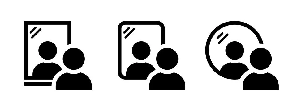 Mirror looking icon. Man look at the mirror vector illustration. Person sta.. Stock Illustration