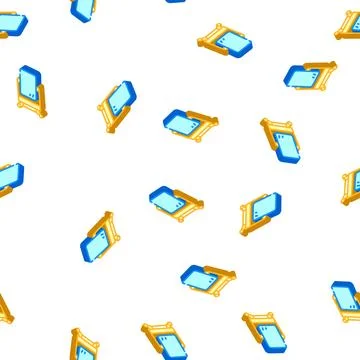 Mirror for make make-up isometric icon seamless pattern Stock Illustration