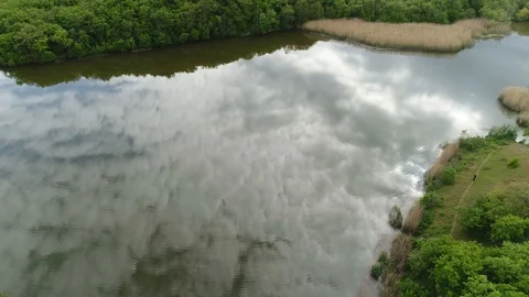 Mirror Mountain Lake. Vertical Takeoff. Air View. Crimea. Stock Footage 126267766