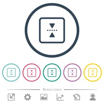 Mirror object around horizontal axis flat color icons in round outlines Stock Illustration