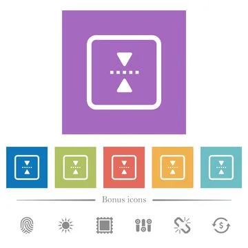 Mirror object around horizontal axis flat white icons in square backgrounds Stock Illustration