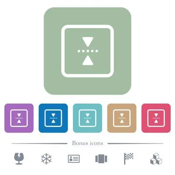 Mirror object around horizontal axis flat icons on color rounded square backg Illustrazione stock