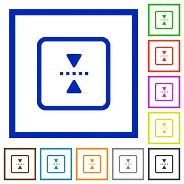 Mirror object around horizontal axis flat framed icons Illustrazione stock