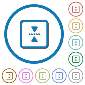 Mirror object around horizontal axis icons with shadows and outlines Illustrazione stock