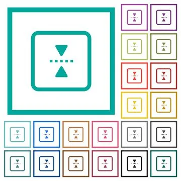 Mirror object around horizontal axis flat color icons with quadrant frames Stock Illustration