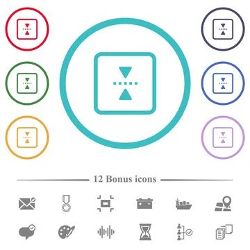 Mirror object around horizontal axis flat color icons in circle shape outline Stock Illustration