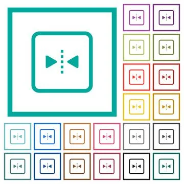 Mirror object around vertical axis flat color icons with quadrant frames 库存插图