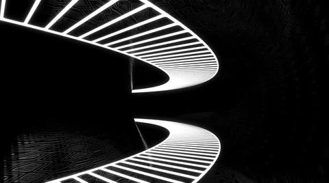 Mirror path moving in tunnel. Design. Glowing road is moving fast in dark tunnel Illustrazione stock