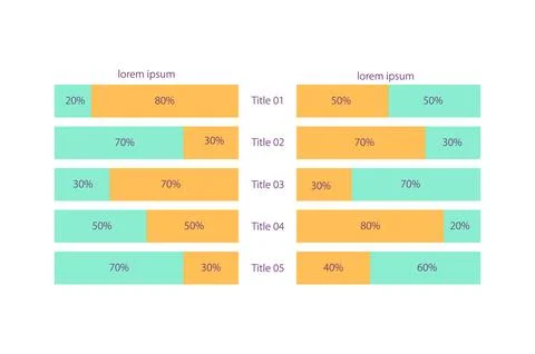 Mirror rectangular infographic chart design template Stock Illustration