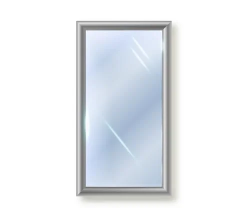 Mirror is rectangular insulated. Realistic rectangular mirror frame, white Stock Illustration