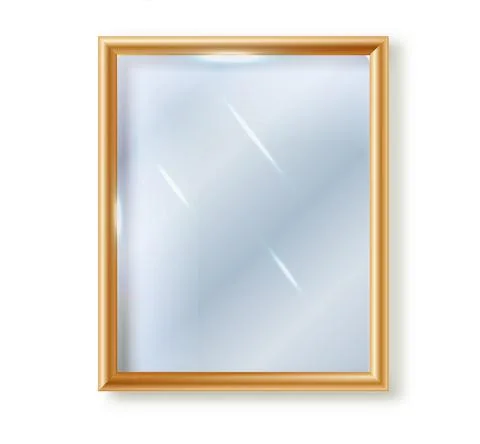 Mirror is rectangular insulated. Realistic rectangular mirror frame, white Stock Illustration