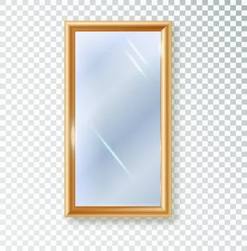 Mirror is rectangular insulated. Realistic rectangular mirror frame, white Stock Illustration