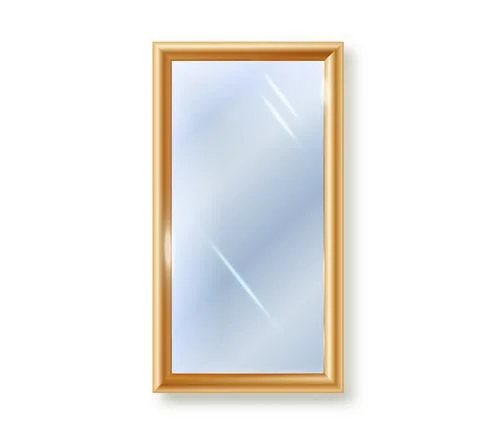 Mirror is rectangular insulated. Realistic rectangular mirror frame, white Stock Illustration