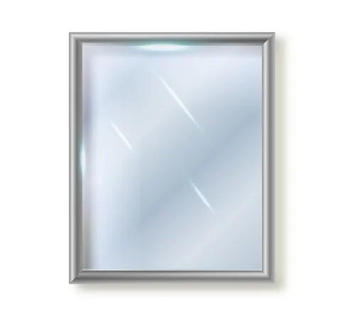 Mirror is rectangular insulated. Realistic rectangular mirror frame, white Stock Illustration