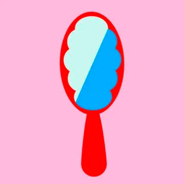 Mirror in a red frame on a pink background. Stock Illustration