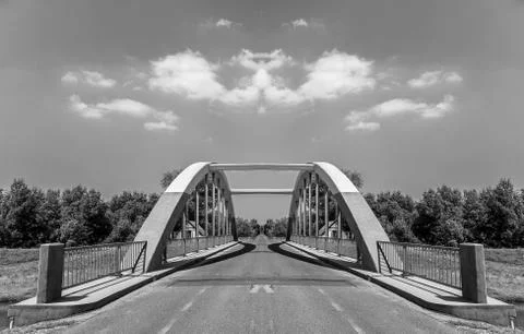Mirror reflection bridge. Strange lights. Stock Photos