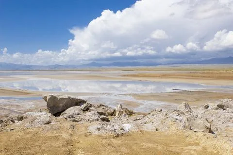 Mirror reflection scenery of Chaka Salt Lake in Qinghai, China Stock Photos
