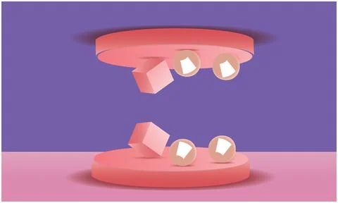 Mirror reflection of square and circles on a tray Stock Illustration