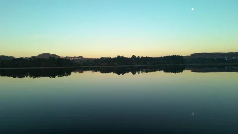 Mirror Reflections Over Lake of Spain. Wide Shot Stock Footage 258907572