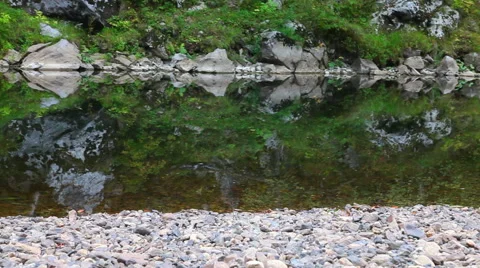 Mirror river rocks Russia Stock Footage 48816353