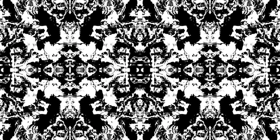 Mirror Rorschach Test Ink Blot Texture. Seamless Monochrome Darkness Pattern  Stockillustratie