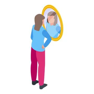 Mirror self esteem icon, isometric style Stock Illustration