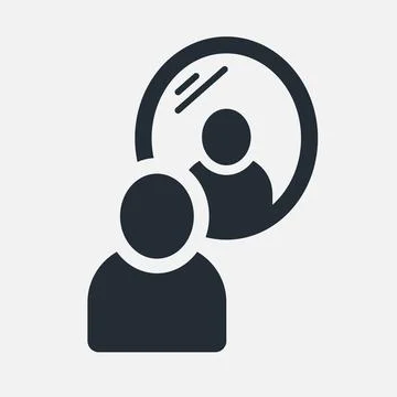 Mirror self reflect person vector icon. Window black mirror illustration simple Illustrazione stock