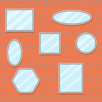 Mirror set design brick wall Stock Illustration