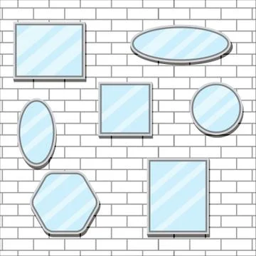 Mirror set design form on brick wall Stock Illustration
