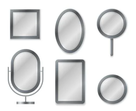 Mirror set. Mirroring reflection surface realistic blank mirrors glass decor Illustrazione stock