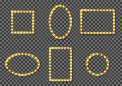 Mirror set. Mirroring reflection surface realistic blank mirrors glass circle Illustrazione stock