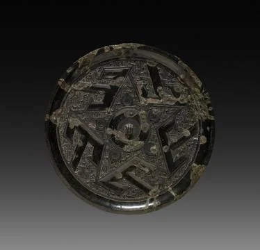 Mirror with 'Shan' (Mountain) Pattern, 200s BC. China, probably State of Ch.. Stock Photos