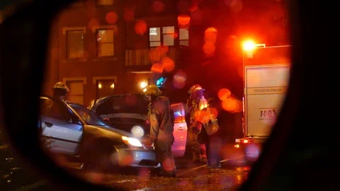 Mirror shot from car crash Stock Footage 120165130