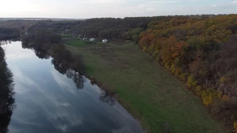 Mirror Sky in River and Forest Video stock 143220631