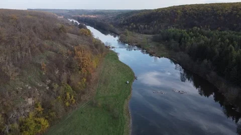 Mirror Sky in River and Forest Video stock 143220657