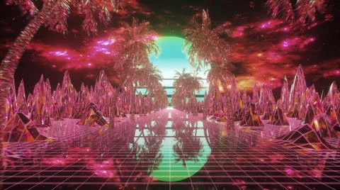 Mirror smooth road against the backdrop of sunset, Diamond hills and trees. Pink Illustrazione stock