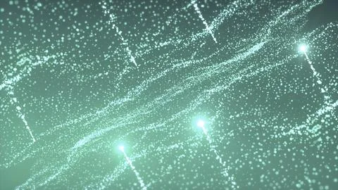 Mirror space with particle waves. Motion. Parallel worlds with glowing wavy Illustrazione stock