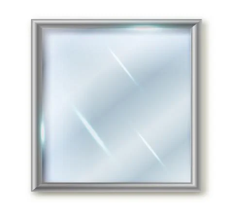 Mirror square isolated. Realistic square mirror frame, white mirrors template イラスト素材