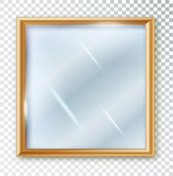 Mirror square isolated. Realistic square mirror frame, white mirrors template イラスト素材