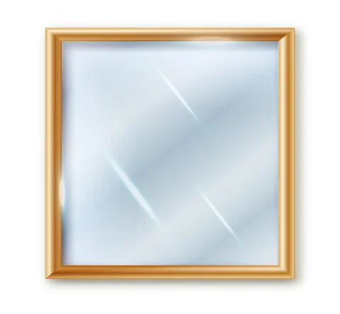 Mirror square isolated. Realistic square mirror frame, white mirrors template イラスト素材