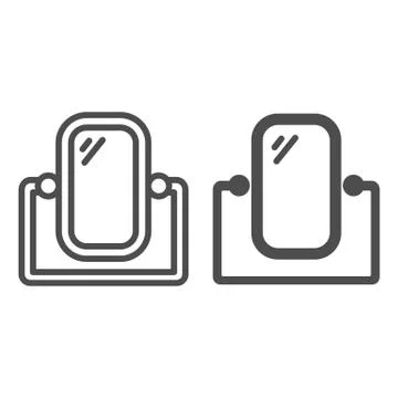 Mirror with stand line and solid icon, Furniture concept, stand mirror frame Ilustración de archivo