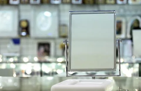 Mirror on stand 스톡 사진