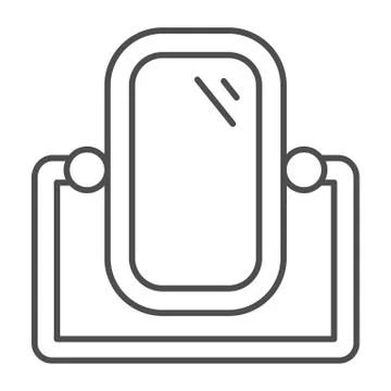 Mirror with stand thin line icon, Furniture concept, stand mirror frame sign on Ilustración de archivo