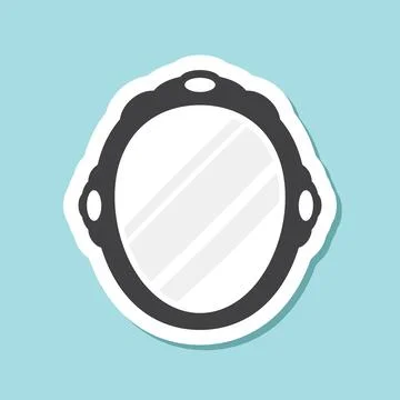 Mirror sticker icon in flat style. Hand mirror glass vector illustration on.. Illustration