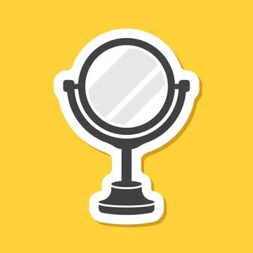 Mirror sticker icon in flat style. Hand mirror glass vector illustration on.. Illustration